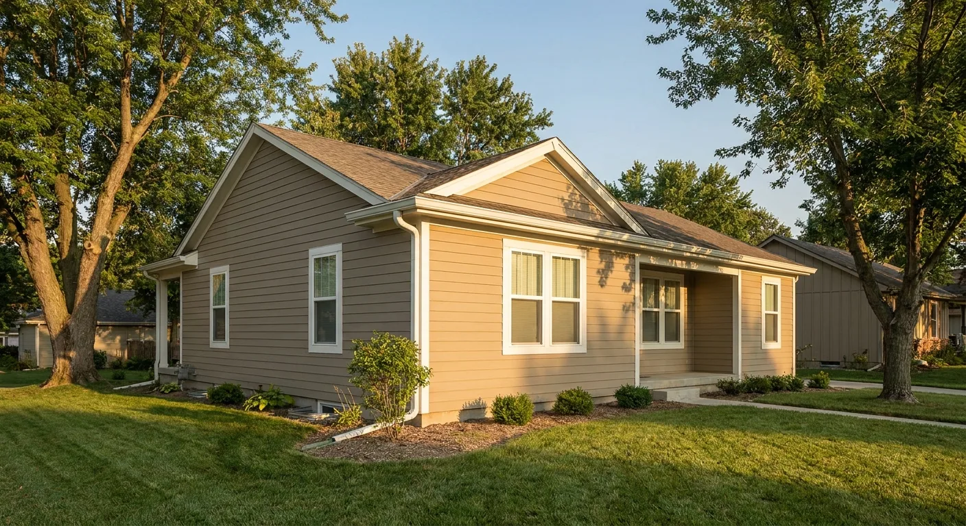 Engineered wood siding elevation shown in the same light and color treatment as the rest of the page.